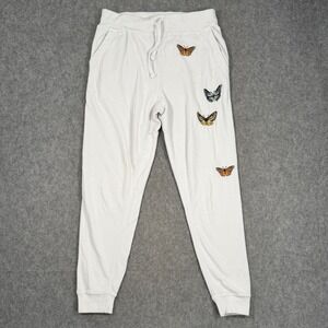 Brittany Allen White Butterfly Graphic Jogger Sweatpants Women's Size XL